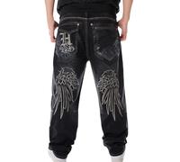 Y2k Jean baggy pour homme Coupe ample années 90 Style hip-hop Vintage Baggy Fit Denim Pantalons Mode Dance Skater Pantalon de skateboard Pantalon adolescent garçon Pantalon de skateboard Streetwear, a
