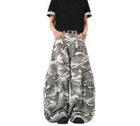 Y2K - Jean baggy Stars Graphic - Pour homme - Avec jambes larges - Style vintage des années 80 et 70 - Jambes droites - Denim - Pantalon skater Streetwear - Tenue Oktoberfest - Avec poches, camouflage