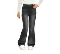 Y2K Jean évasé pour filles et adolescentes - Taille haute - Élastique - En denim - Rétro - Doux - Pantalon de loisirs - Pantalon d'extérieur - Pour l'automne et l'hiver - Pour l'école, les loisirs