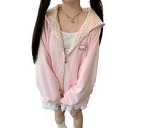 Y2k jojifuku cutecore Kawaii vêtements à Capuche Femmes Manches Longues Hauts Graphique cutecore Shoujo vêtements (Rose,3TG)
