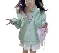 Y2k jojifuku cutecore Kawaii vêtements à Capuche Femmes Manches Longues Hauts Graphique cutecore Shoujo vêtements (Vert,Grand)
