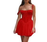Y2K Mini robe corset sans manches pour femme - Bretelles spaghetti - Robe courte moulante - Robe d'été élégante - Coupe basse - En dentelle