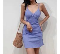 Y2K Mini robe florale à bretelles spaghetti pour femmes, idéale pour les événements d'été (taille L, violet)