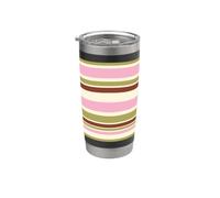 Y2K Motif esthétique rétro rayé rose marron vert Gobelet isotherme en acier inoxydable double paroi