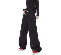 Y2K Pantalon Cargo Baggy pour Femme - Plusieurs Poches - Coupe décontractée - Jeans Fairy Grunge - Alt Emo Streetwear, Noir, Taille S