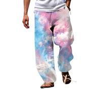 Y2K Pantalon de loisirs pour homme - Imprimé élégant - Pantalon de plage - Pantalon de jogging long - Pantalon de course - Taille élastique - Pantalon d'extérieur confortable et fin - Pantalon de