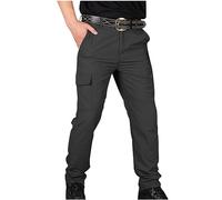 Y2K Pantalon de travail cargo extensible à jambe droite imperméable pour homme Automne été, R-341 Noir, 31-35