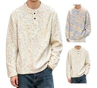 Y2K Pull Henley à manches longues pour homme, b, XL
