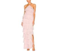 Y2k Robe Longue à Bretelles Spaghetti et Volants pour Femme - Coupe Basse - sans Manches - Robe de soirée élégante - Rose - M