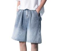 Y2k - Short en denim pour homme - Short baggy - 3/4 - Largeur 3/4 - Léger - Pour l'été - Danse de rue - Pantalon de skateboard - Pantalon cargo, Bleu Z3, S