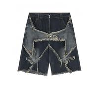 Y2K Shorts Jean Homme Baggy Jambe Droite | Streetwear Vintage Été 2025 | Mode Rétro Tendance (FR/ES, Alpha/Lettres, M, Taille Normale, Taille Normale, B)