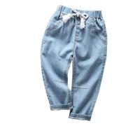 Y2K Streetwear Baggy Jeans Pantalon sarouel vintage pour bébé Pull On Denim Pantalon de jogging avec taille élastique Pantalon pour enfant Esthétique Streetwear Vêtements Adolescents Filles, bleu