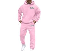 Y2K Survêtement de loisirs pour homme - Respirant - Aéré - Motif de gym - Coton chaud - Confortable - Tenue de sport - Survêtement d'hiver baggy - Survêtement de football, Rose clair, XXL