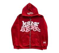 Y2K Sweat à capuche zippé pour homme, Veste à fermeture éclair complète avec poche avant, graphismes gothiques en lettres, sweat oversize, mode hip hop, streetwear vintage, veste à capuche légère et