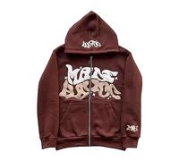 Y2K Sweat à capuche zippé pour homme, Veste à fermeture éclair complète avec poche avant, graphismes gothiques en lettres, sweat oversize, mode hip hop, streetwear vintage, veste à capuche légère et