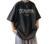 Y2K T-shirt gothique vintage à manches courtes pour homme et femme Motif lettre graphique Dark Academia Grunge, noir, L