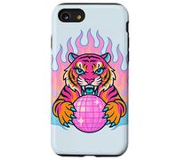 Y2K Tiger Tenant Une sphère Disco Rose Coque pour iPhone SE (2020) / 7/8