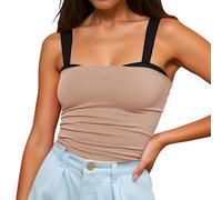 Y2k Top Femme Sexy Debardeur Ete à Col Carré avec Bretelles Haut Dos Nu Moulant Slim Fit Casual Débardeur Mode Classique Chic Caraco De Soirée Fête Bal Clubwear Quotidien Camisole