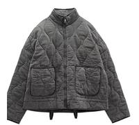 Y2K Veste matelassée vintage en coton matelassé avec col montant et fermeture éclair pour femme, gris, X-Small