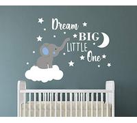Y42 Sticker mural en vinyle avec citation en anglais « Dream Big Little One » pour chambre de bébé, garçon, fille, chambre d'enfant (bleu, blanc)