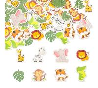 Y7DWZX Lot de 100 confettis de table en forme d'animal de la jungle - Décoration de table en papier pour fête prénatale - Fournitures de fête d'anniversaire