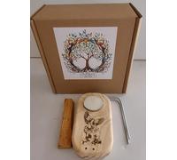 YA-DECOCADEAUX Brûleur avec l'image Archange Saint Michel + tiges métalliques + bougie + 1 Palo Santo, élimine et purifie. Présenté dans une boîte cadeau. Fabriqué à la main artisanalement