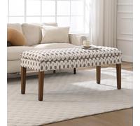 Ya-Home Banquette Rembourrée avec Pied en Bois Banc d'Entrée Moderne en Lin, Banquette de Lit Designe Banc de Cuisine pour 2 Personnes, Kaki