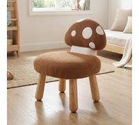 Ya-Home Chaise d’Enfant en Chenille Siège Bébé Adorable Design Champignon, Petit Fauteuil Enfant avec Pieds en Bois Stables Décoratif pour la Chambre, Marron