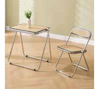 Ya-Home Ensemble Table et Chaise en Rotin Pliantes Table Basse et Chaise en Métal pour Salle à Manger Jardin, Beige