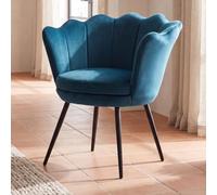 Ya-Home Fauteuil de Salon,Chaise Coiffeuse Rembourrée, Velours, Teal | Fauteuil Coquillage Élégant, Forme de Pétale, Dossier et Accoudoirs Confortable, Pied Doré, Pour Salon/Chambre