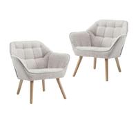 Ya-Home Fauteuil de Salon Lot de 2 avec Pieds en Métal Doré Chaise de Salon en Velours Moderne Fauteuil Rembourré pour Chambre, Beige