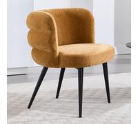 Ya-Home Fauteuil de Salon Moderne en Chenille Fauteuil Chambre avec Dossier Incurvé, Pieds en Métal, Lot de 1 Chaise Relax pour Chambre/Salon, Jaune
