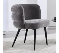 Ya-Home Fauteuil de Salon Moderne en Chenille Fauteuil Chambre avec Dossier Incurvé, Pieds en Métal, Lot de 1 Chaise Relax pour Chambre/Salon, Gris