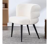 Ya-Home Fauteuil de Salon Moderne en Chenille Fauteuil Chambre avec Dossier Incurvé, Pieds en Métal, Lot de 1 Chaise Relax pour Chambre/Salon, Beige