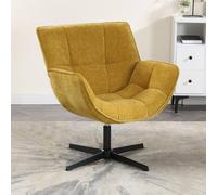 Ya-Home Fauteuil de Salon Pivotant pour Chambre/Salon Chaise à Coussin Chenille et Pied Rotatif, Fauteuil 1 Place Confortable pour Lecture, Jaune