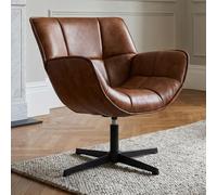 Ya-Home Fauteuil de Salon Pivotant pour Chambre/Salon Chaise à Coussin Cuir PU et Pied Rotatif, Fauteuil 1 Place Confortable pour Lecture, Marron