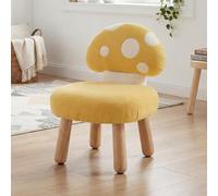 Ya-Home Fauteuil Enfant en Chenille, Petite Chaise Bois pour la Chambre Tabouret Enfant Design Champignon, Jaune