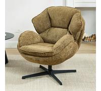 Ya-Home Fauteuil Pivotant à 360°pour Chambre Chaise de Salon en Chenille Fauteuil Rembourré avec Pieds en Métal Chaise Coiffeuse avec Double Dossier, Jaune