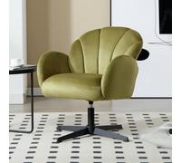 Ya-Home Fauteuil Pivotant en Velours Fauteuil de Salon avec Dossier à Coquillage Chaise de Coiffeuse avec Accoudoirs pour Chambre, Vert