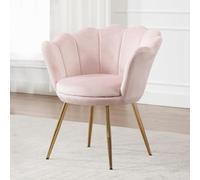 Ya-Home Fauteuil pour Salon et Chambre Chaise de Coiffeuse Rembourrée Chaise de Maquillage Moderne avec Pied Doré Sièges Coiffeuse Confortable, Velours, Rose Clair