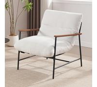 Ya-Home Fauteuils de Salon Rembourré en Fausse Fourrure Fauteuil Lounge avec Cadre en Métal Fauteuil pour Chambre Confortable Fauteuils Relax pour Salon, Blanc