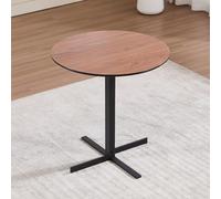 Ya-Home Table de Salle à Manger Ronde avec Base en Métal Table Vintage Basse en Bois pour Salon, Bistrot, Noyer