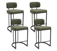 Ya-Home Tabouret de Bar Industriel Moderne en Cuir PU Lot de 4 Chaise de Bar avec Carde en Métal Tabouret Haut pour Cuisine/Île/Comptoir/Salon, Vert