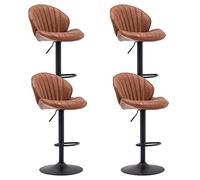 Ya-Home Tabouret de Bar Pivotants en Cuir PU avec Repose-Pied, Tabouret Haut Cuisine Lot de 4 avec Dossier Chaises de Bar avec Pied Métal Moderne, Marron