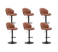 Ya-Home Tabouret de Bar Pivotants en Cuir PU avec Repose-Pied, Tabouret Haut Cuisine Lot de 6 avec Dossier Chaises de Bar avec Pied Métal Moderne, Marron