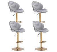 Ya-Home Tabouret de Bar Pivotants en Velours avec Repose-Pied, Tabouret Haut Cuisine Lot de 4 avec Dossier Chaises de Bar Dorée Moderne, Gris