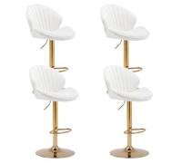Ya-Home Tabouret de Bar Pivotants en Velours avec Repose-Pied, Tabouret Haut Cuisine Lot de 4 avec Dossier Chaises de Bar Dorée Moderne, Beige