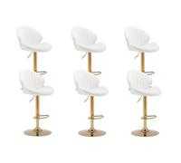 Ya-Home Tabouret de Bar Pivotants en Velours avec Repose-Pied, Tabouret Haut Cuisine Lot de 6 avec Dossier Chaises de Bar Dorée Moderne, Beige