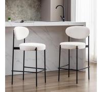 Ya-Home Tabouret de Bar Rétro en Fausse Fourrure Lot de 2 Chaise Bar avec Pieds en Métal Chaise Haute Bar pour Ilot Central Cuisine, Gris