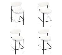 Ya-Home Tabouret de Bar Rétro en Fausse Fourrure Lot de 4 Chaise Bar avec Pieds en Métal Chaise Haute Bar pour Ilot Central Cuisine, Blanc